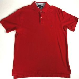 Red Tommy Hilfiger Polo Shirt Size (L)